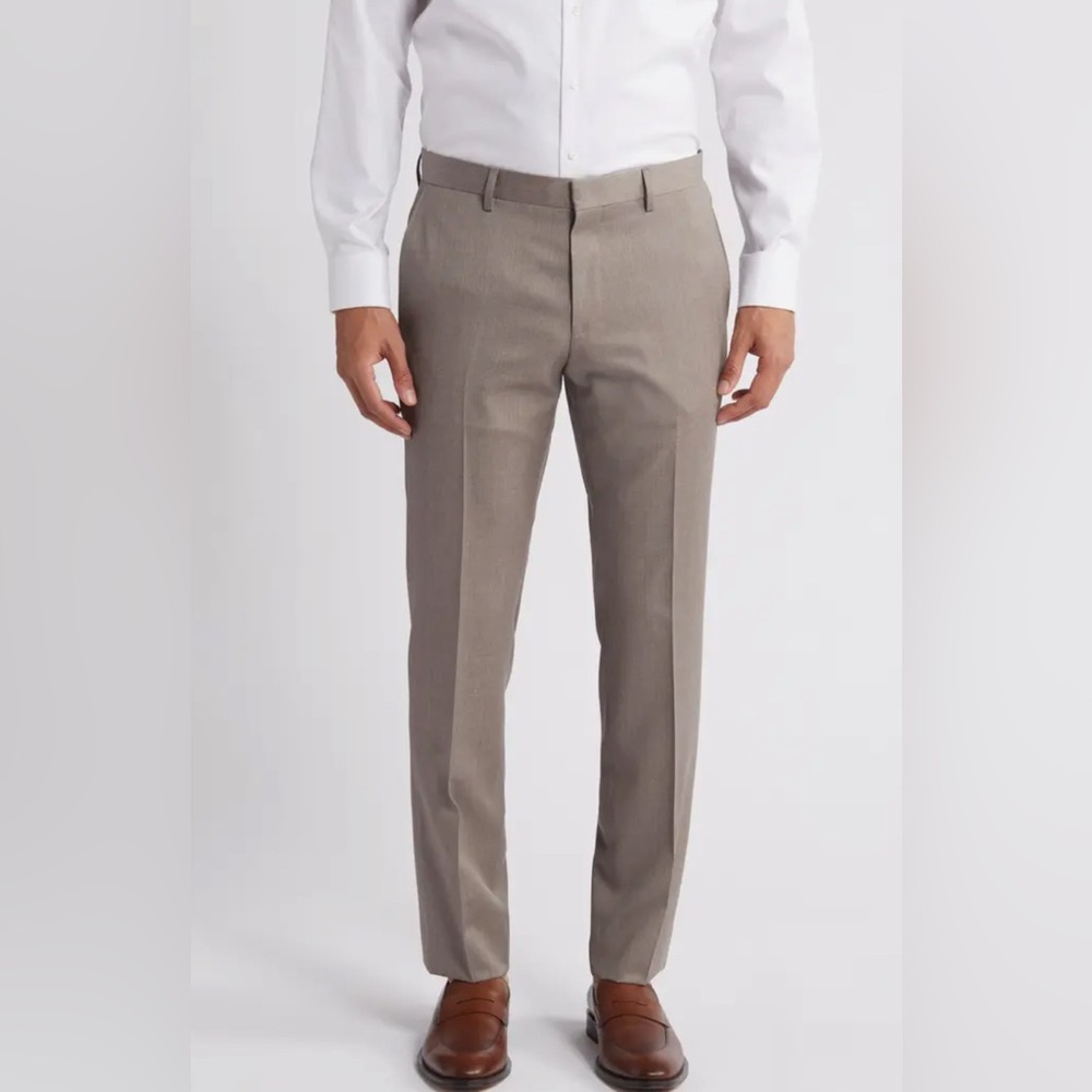 $198 Boss Genius trousers beige 34R dress pants men’s unnamed virgin wool